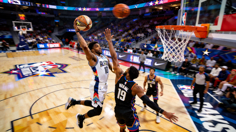 NBA全明星赛精彩扣篮瞬间 - 球员空中接力