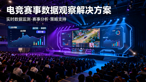 电竞赛事舞台现场，电竞赛事数据观察解决方案配图