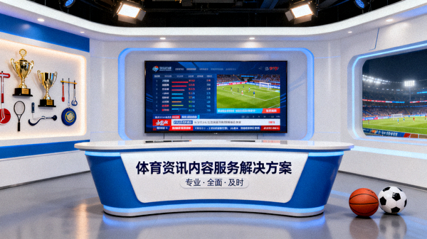 体育新闻演播室场景，体育资讯内容服务解决方案配图